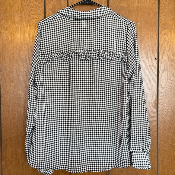 Torrid Sheer Checkered Ruffle Button Down - Picture 4 of 8